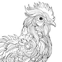coloração página para adultos frango vetor