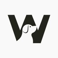 carta W animal logotipo Projeto. cachorro logotipo símbolo vetor modelo. cachorro em alfabeto