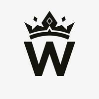 coroa logotipo em carta W vetor modelo para beleza, moda, elegante, luxo placa