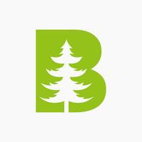 carta b Natal árvore logotipo Projeto. abeto logotipo símbolo vetor