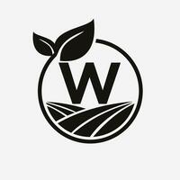 carta W agricultura logotipo. agricultura logótipo símbolo modelo vetor