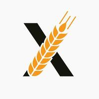 carta x trigo logotipo para agricultura símbolo vetor modelo