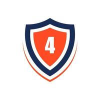 número 4 forma proteção logotipo Projeto vetor