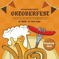 vetor plano ilustração para oktoberfest Cerveja festival celebração, oktoberfest postar modelo