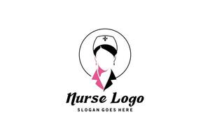 moderno mão desenhado médico fêmea lindo enfermeira logotipo vetor