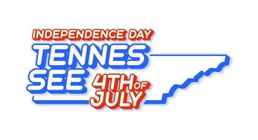 estado de tennessee 4 de julho dia da independência com mapa e cor nacional dos eua forma 3d de ilustração em vetor estado dos eua