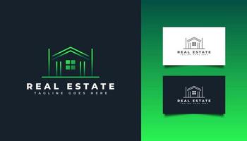 logotipo da imobiliária com estilo de linha em gradiente verde. construção, arquitetura, construção ou logotipo da casa vetor