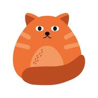 laranja fofa gato com listras isolado em branco fundo. engraçado gordo gato sorridente vetor