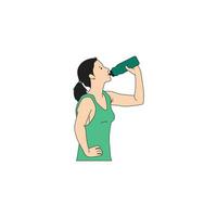 uma mulher com tranças é bebendo água dentro uma fato de treino vetor