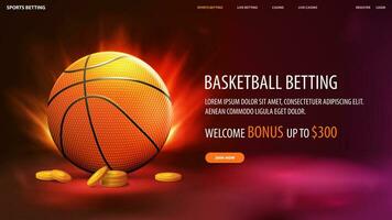 basquetebol apostas, rede bandeira com basquetebol bola e interface elementos vetor
