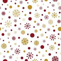 clássico polca ponto flocos de neve desatado padronizar dentro vermelho e ouro cores. inverno pontilhado flocos de neve fundo. geométrico Novo ano alegre Natal cobrir papel de parede pacote Projeto. vetor ilustração.