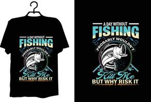 design de camiseta de pesca vetor