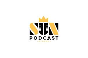 Sol podcast logotipo modelo vetor