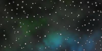 fundo vector azul-escuro verde com estrelas coloridas brilhando ilustração colorida com padrão de estrelas pequenas e grandes para livretos de anúncios de ano novo