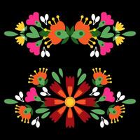 brilhante floral mexicano bordado em uma Preto fundo vetor