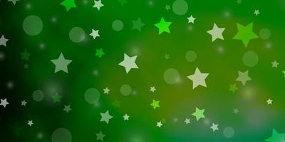 padrão de vetor verde claro com estrelas de círculos ilustração abstrata com formas coloridas de textura de estrelas de círculos para cortinas de persianas