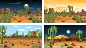 diferentes cenas da paisagem da floresta do deserto com várias plantas do deserto vetor
