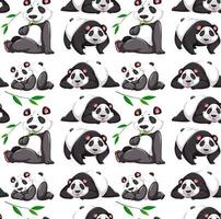 padrão sem emenda com panda em muitas poses em fundo branco vetor