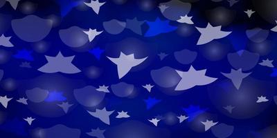 fundo azul escuro do vetor com círculos estrelas brilhantes ilustração abstrata com gotas coloridas design de estrelas para fabricantes de tecido de papel de parede