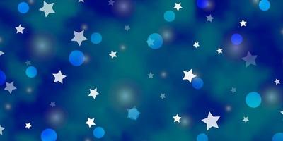 layout de vetor azul claro com ilustração de estrelas de círculos com conjunto de padrão de estrelas de esferas abstratas coloridas para design de papéis de parede de tecido