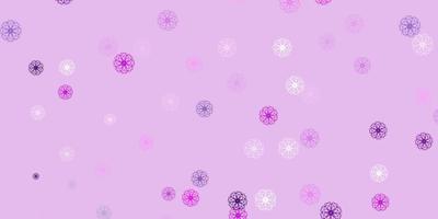 fundo de doodle de vetor rosa claro com flores