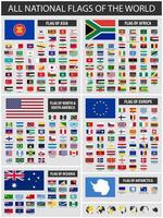 todas as bandeiras nacionais oficiais do mundo e nome do país. estilo simples. vetor. vetor