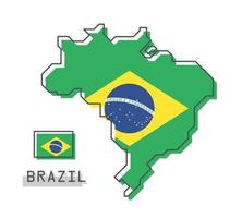 mapa e bandeira do brasil. design moderno e simples dos desenhos animados da linha. vetor. vetor