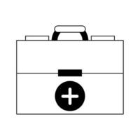 símbolo de mala de primeiros socorros médicos em preto e branco vetor