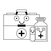 desenhos animados médicos de saúde em preto e branco vetor