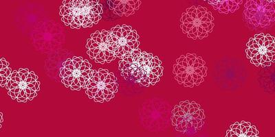 fundo de doodle de vetor rosa claro com flores