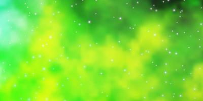 textura de vetor verde-claro amarelo com belas estrelas