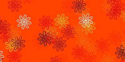 textura de doodle de vetor laranja claro com flores
