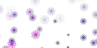 textura de doodle de vetor rosa claro com flores