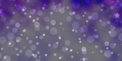 fundo vector roxo claro com círculos de estrelas