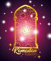 pôster ramadan kareem com arco de moldura vetor