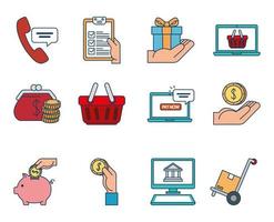 pacote de ícones de conjunto de pagamentos online vetor