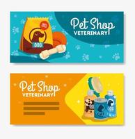 conjunto de pôster de pet shop veterinário com ícones vetor
