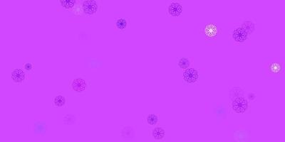 textura de doodle de vetor roxo claro com flores