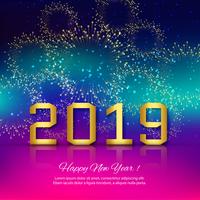 Elegante 2019 feliz ano novo design de cartão colorido vetor