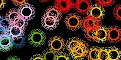 padrão de vetor multicolor escuro com elementos de coronavírus