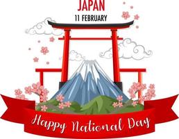 banner do dia nacional do japão com portão do santuário torii vetor