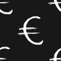 ícone de sinal do euro escova lettering padrão sem emenda, fundo de símbolos caligráficos de grunge, ilustração vetorial vetor