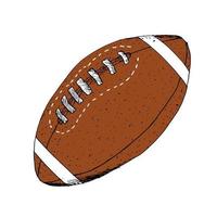 futebol americano, esboço texturizado de grunge desenhado de mão de bola de rugby, ilustração vetorial isolada no fundo branco vetor
