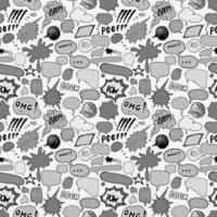 Seamless pattern background com balões de fala de quadrinhos desenhados à mão, ilustração vetorial vetor