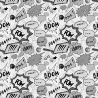 Seamless pattern background com balões de fala de quadrinhos desenhados à mão, ilustração vetorial vetor