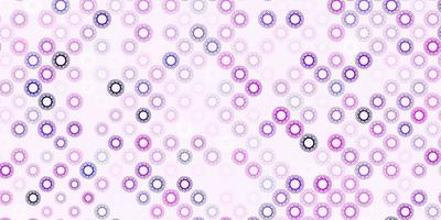 padrão de vetor rosa roxo claro com elementos de coronavírus