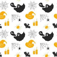 padrão sem emenda de halloween. mão desenhada fundo esboçado, convite de festa ou ilustração vetorial de design de banner de férias vetor