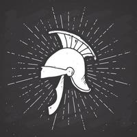 rótulo vintage de capacete romano antigo, esboço desenhado à mão, distintivo retro texturizado grunge, impressão de t-shirt de design de tipografia, ilustração vetorial vetor