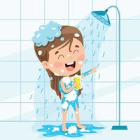 criança engraçada tomando banho vetor