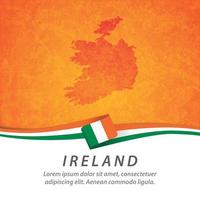 bandeira da irlanda com mapa vetor